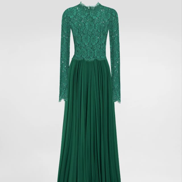 Long chiffon and lace dress