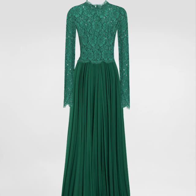 Long chiffon and lace dress