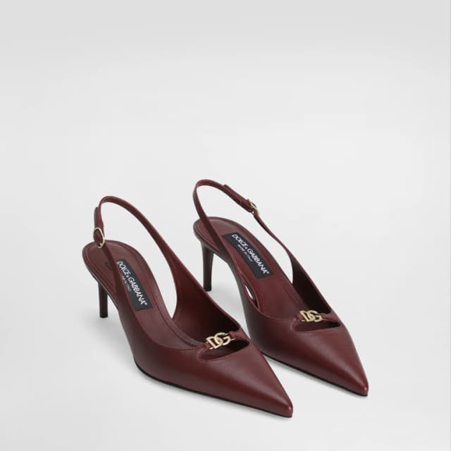 Silk-effect nappa leather slingback